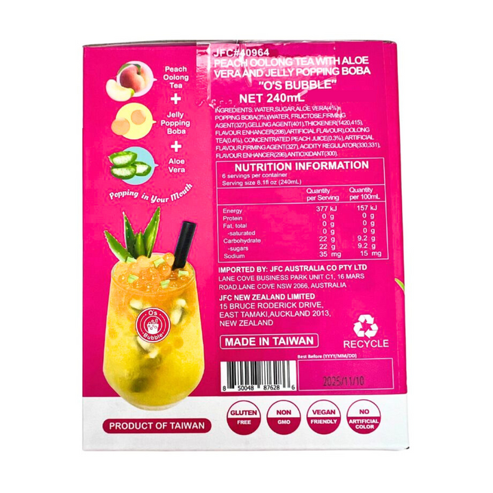 O'S BUBBLE Peach Oolong Tea Can 240ml (BBD: 10/11/2025)