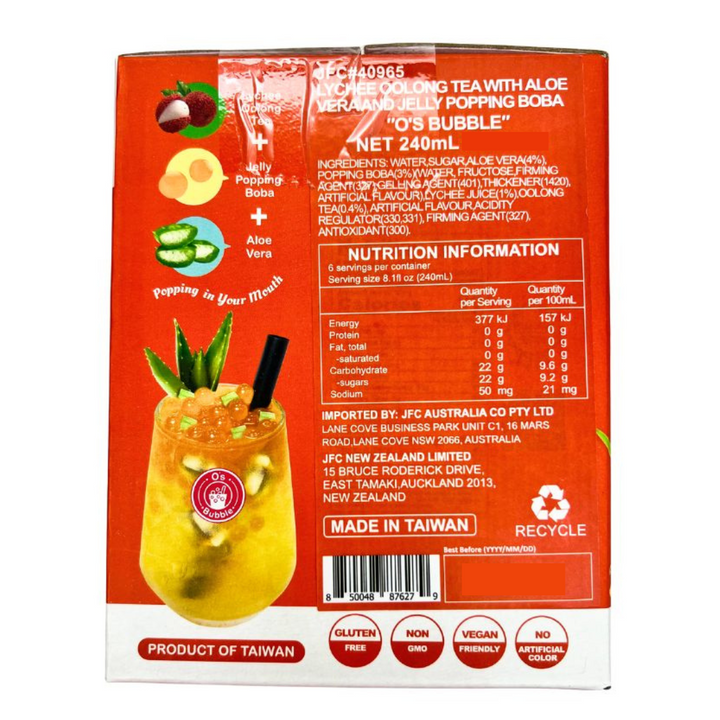 O'S BUBBLE Lychee Oolong Tea Can 240ml (BBD: 10/11/2025)