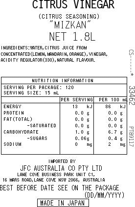 MIZKAN Ponzu Vinegar 1.8L