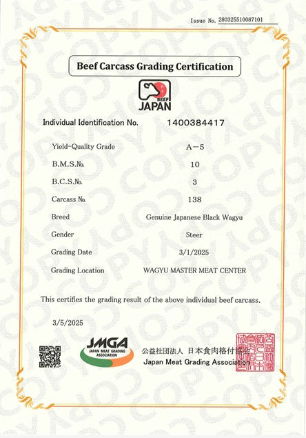 Premium A5 Japanese Wagyu Rib Loin Block – 3KG (BMS 8-9, Certified Grade)