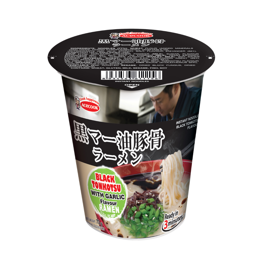 ACECOOK Black Maayu Tonkotsu Cup Ramen 73g