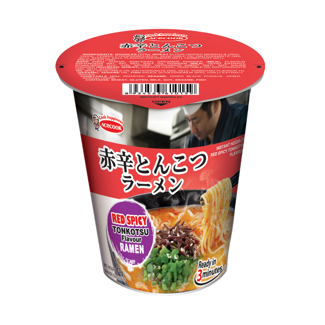 ACECOOK Red SpicyTonkotsu Cup Ramen 73g