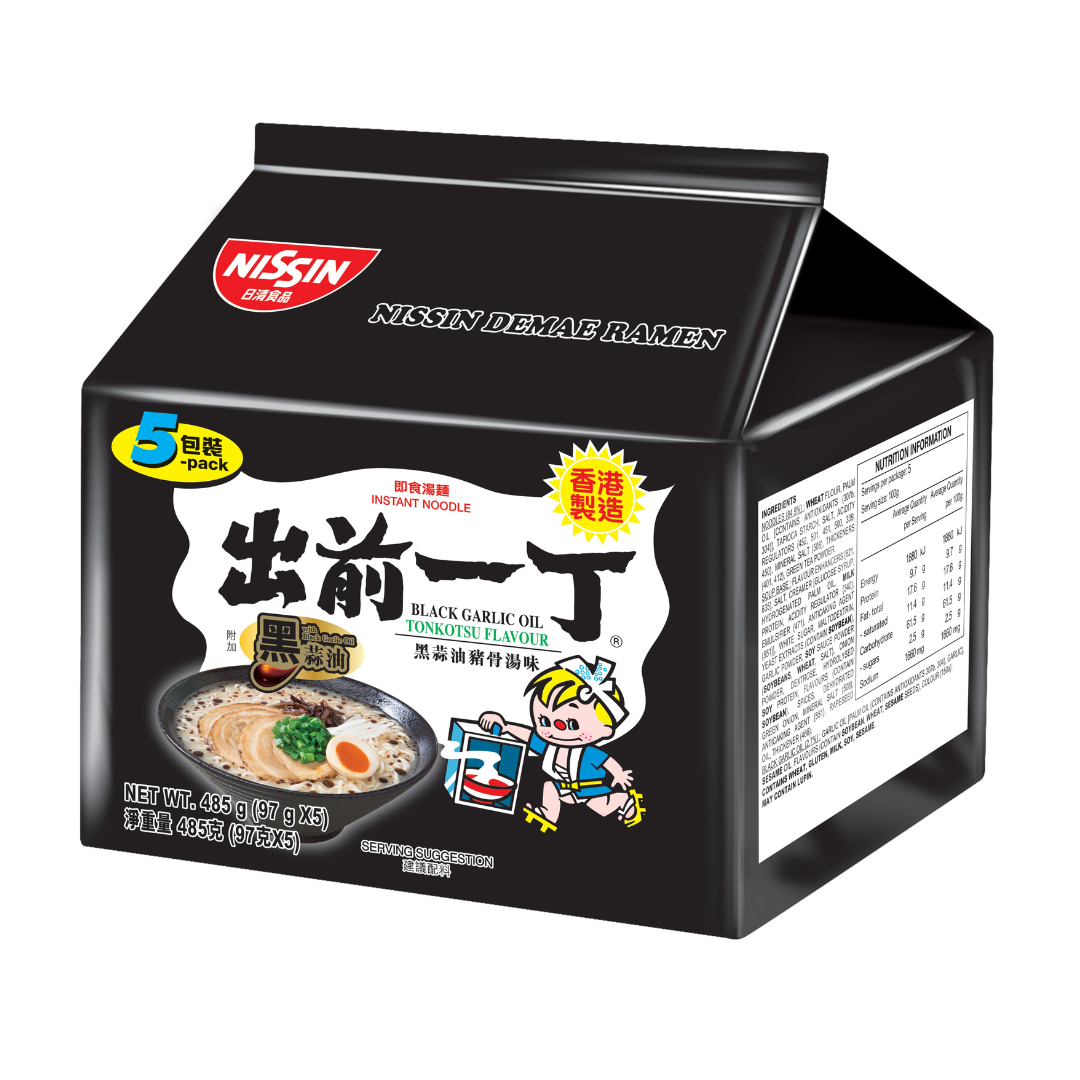 NISSIN Demae Ramen Black Garlic Oil Tonkotsu Flavour 5pkt 485g